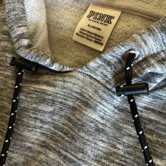 EUC Victoria’s Secret PINK grey space dye cropped hoodie, size M. Back cutout - Picture 10 of 13